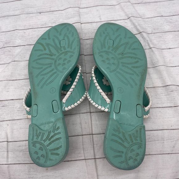 Jack Rogers Womens Mint Green (blueish) White Sandals Size US 6 Hard Plastic - Picture 9 of 10